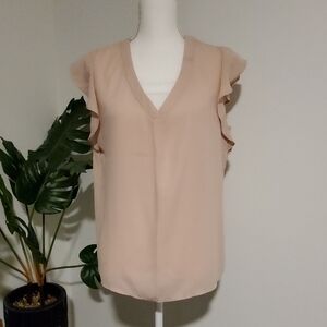 Philosophy Women's Blouse with Ruffle Sleeves - Soft Beige